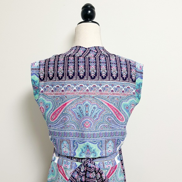 BCBGMaxazria White Purple Kyla Plum Berry Sleeveless Back Tie Maxi Dress Small - Picture 8 of 10